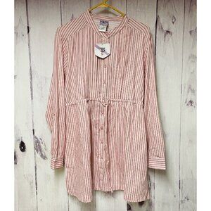 City Hearts Womens Size 1X Pink Striped T Shirt 3/4 Sleeve Dress